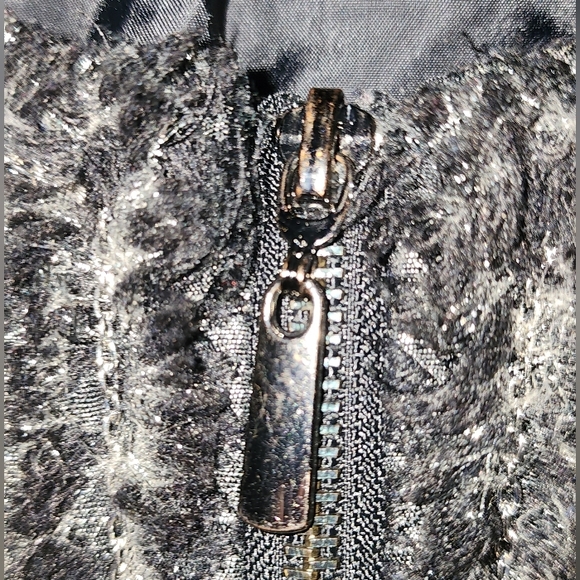 APT.9 Black Herringbone Raw Fringe Edge Crop Jacket Long Sleeve Size S Full Zip - Picture 4 of 14